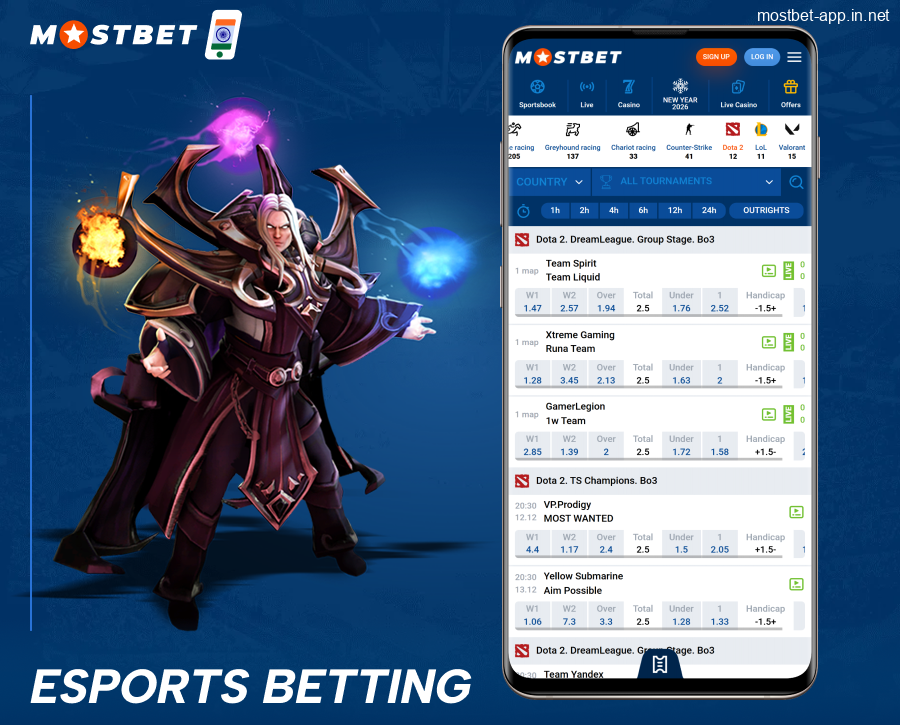 Esports betting for Indian players Mostbet App